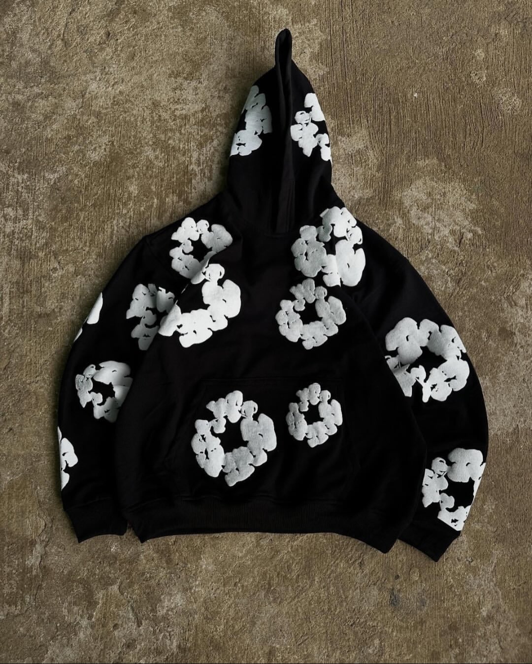 Monochrome Floral Tear Hoodie