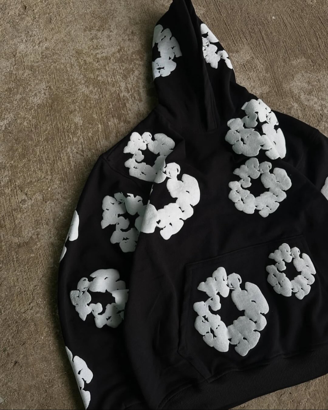Monochrome Floral Tear Hoodie
