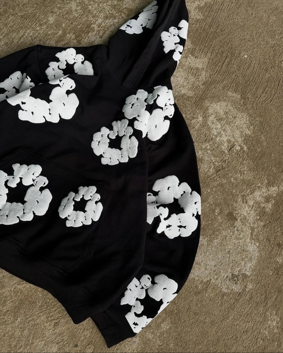 Monochrome Floral Tear Hoodie