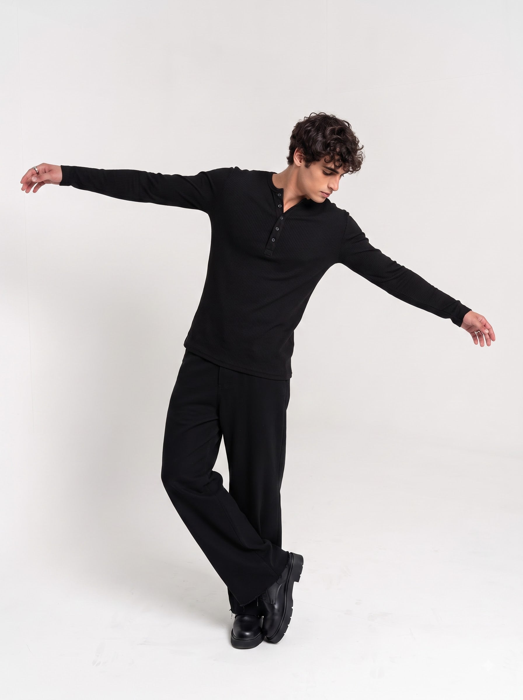 Noir Henley Long Sleeve Tee
