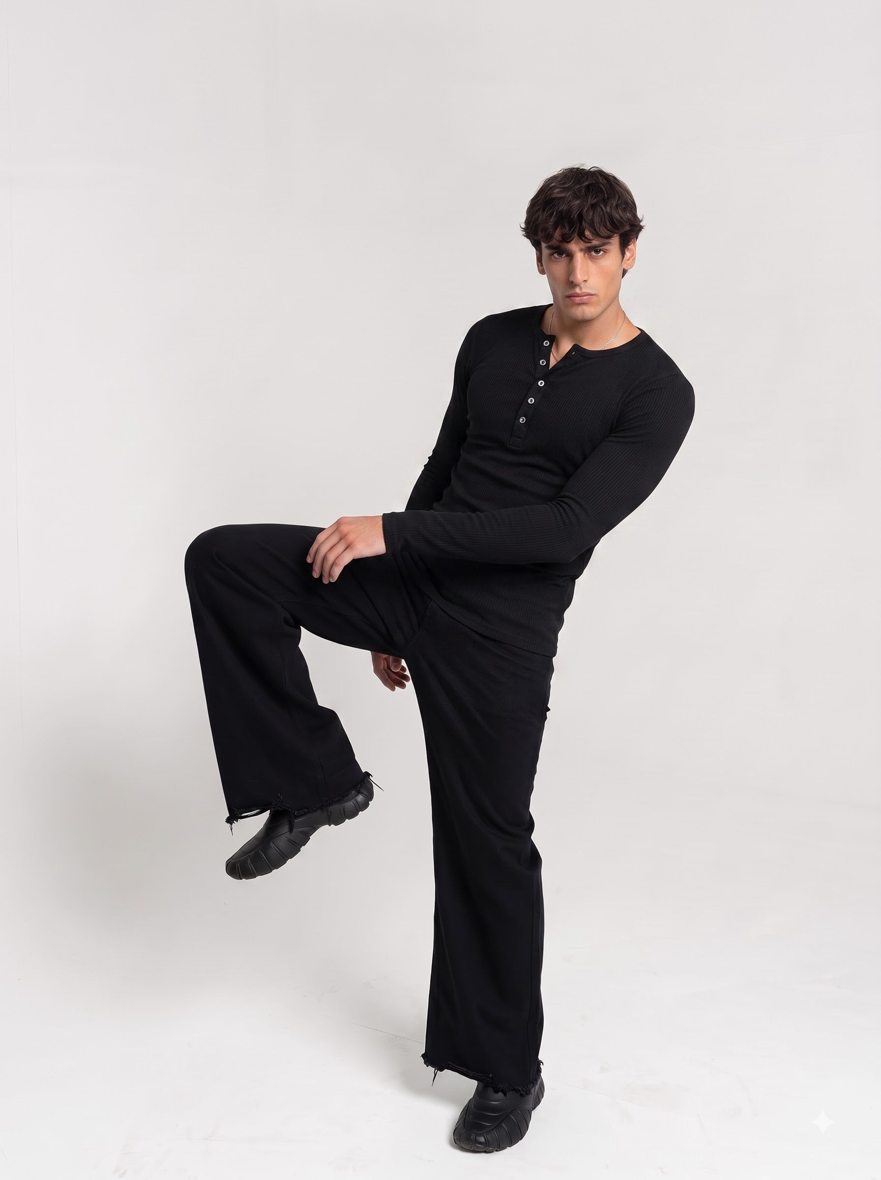 Noir Henley Long Sleeve Tee