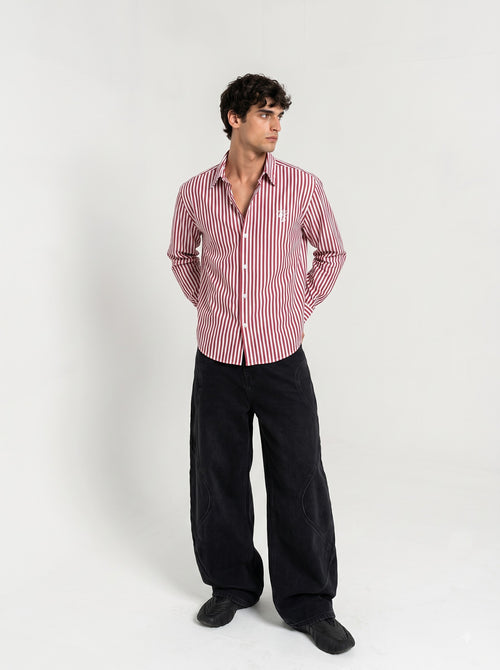 Bordeaux Stripe Oxford Shirt