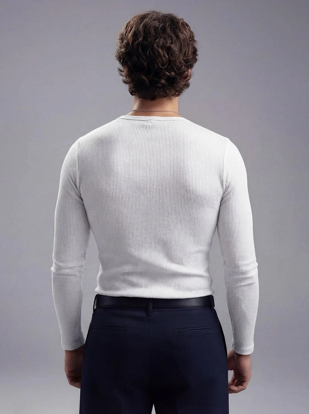 White Henley Long Sleeve Tee