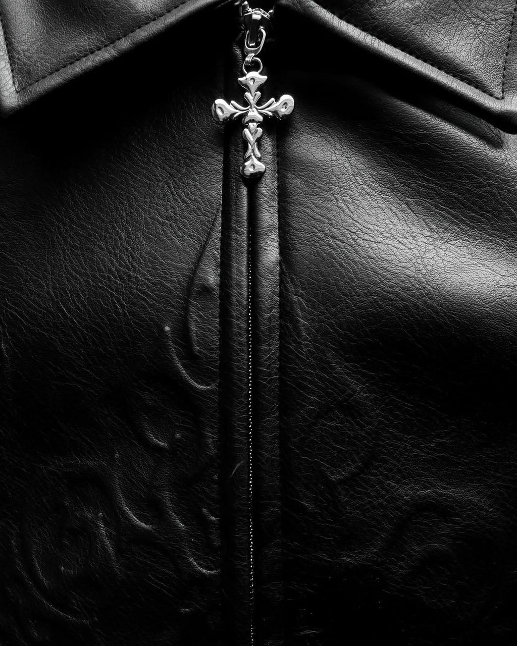Noir Crest Leather Bomber