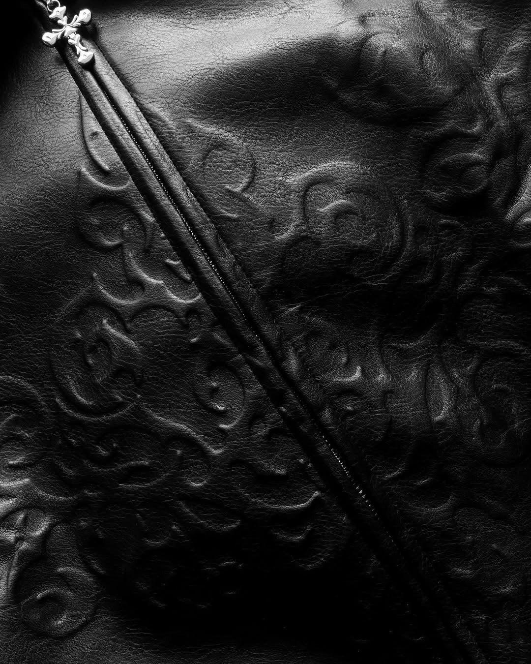 Noir Crest Leather Bomber